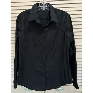 Port Authority Button Up Long Sleeve Shirt Size Medium Black Casual